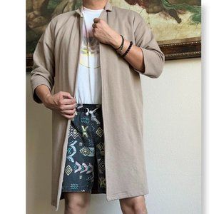 FOREVER 21 MEN FLEECE DUSTER MIDI JACKET